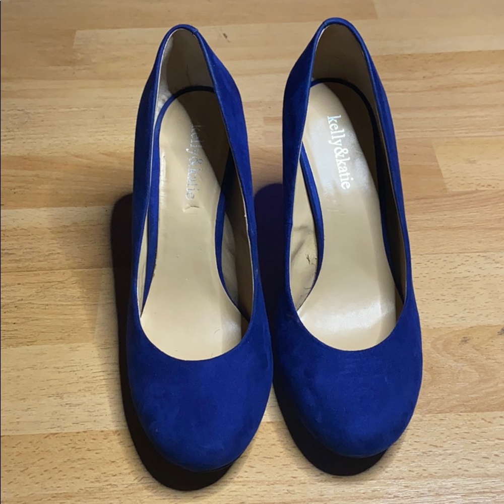 Blue suede heels